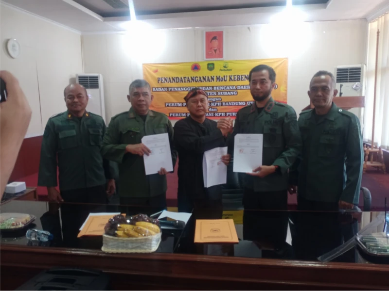 BPBD Subang dan Perum Perhutani Teken MoU Metigasi Bencana